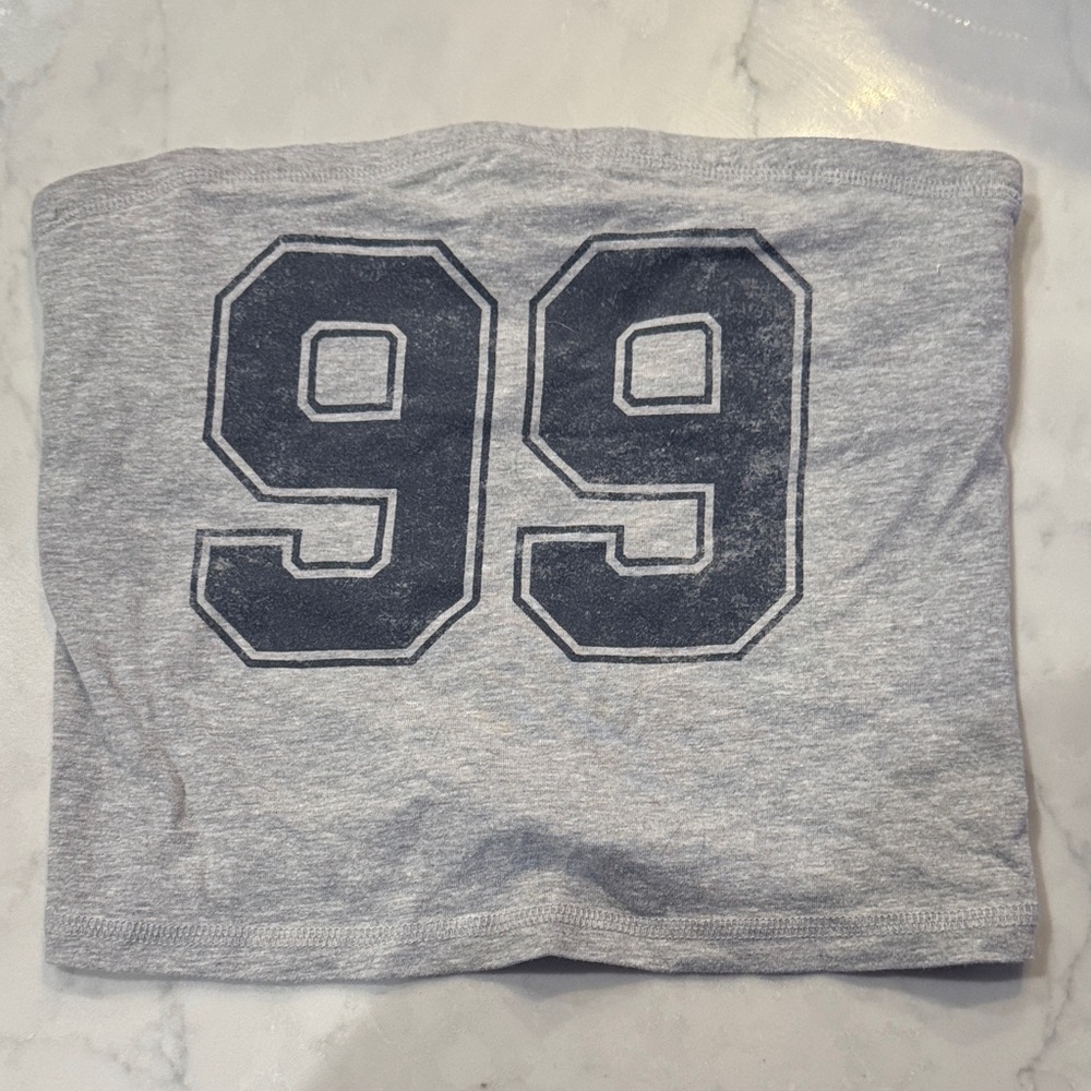 Gray Tube Top With Navy Design